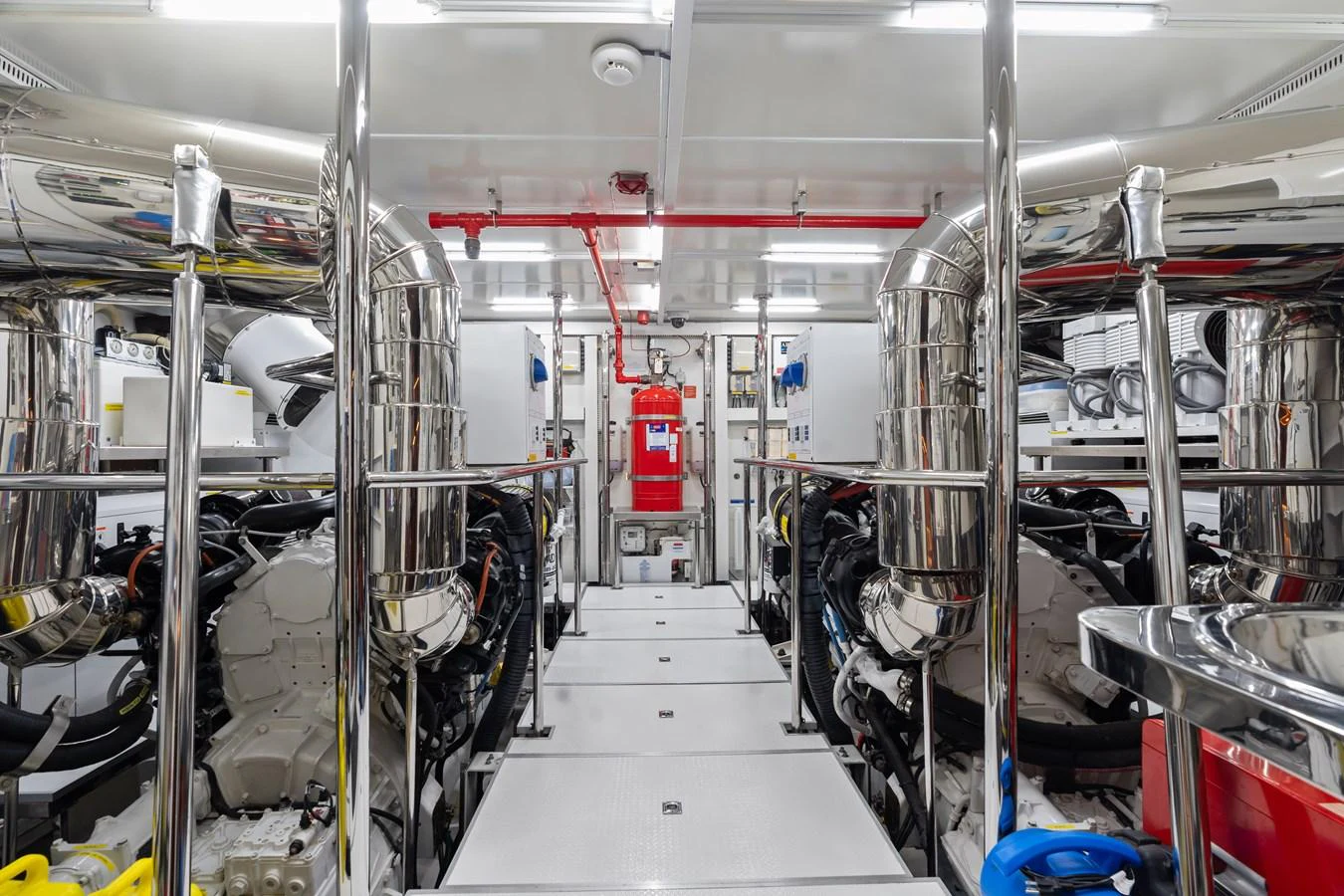 a room with pipes and equipment aboard WILD DUCK Yacht for Sale