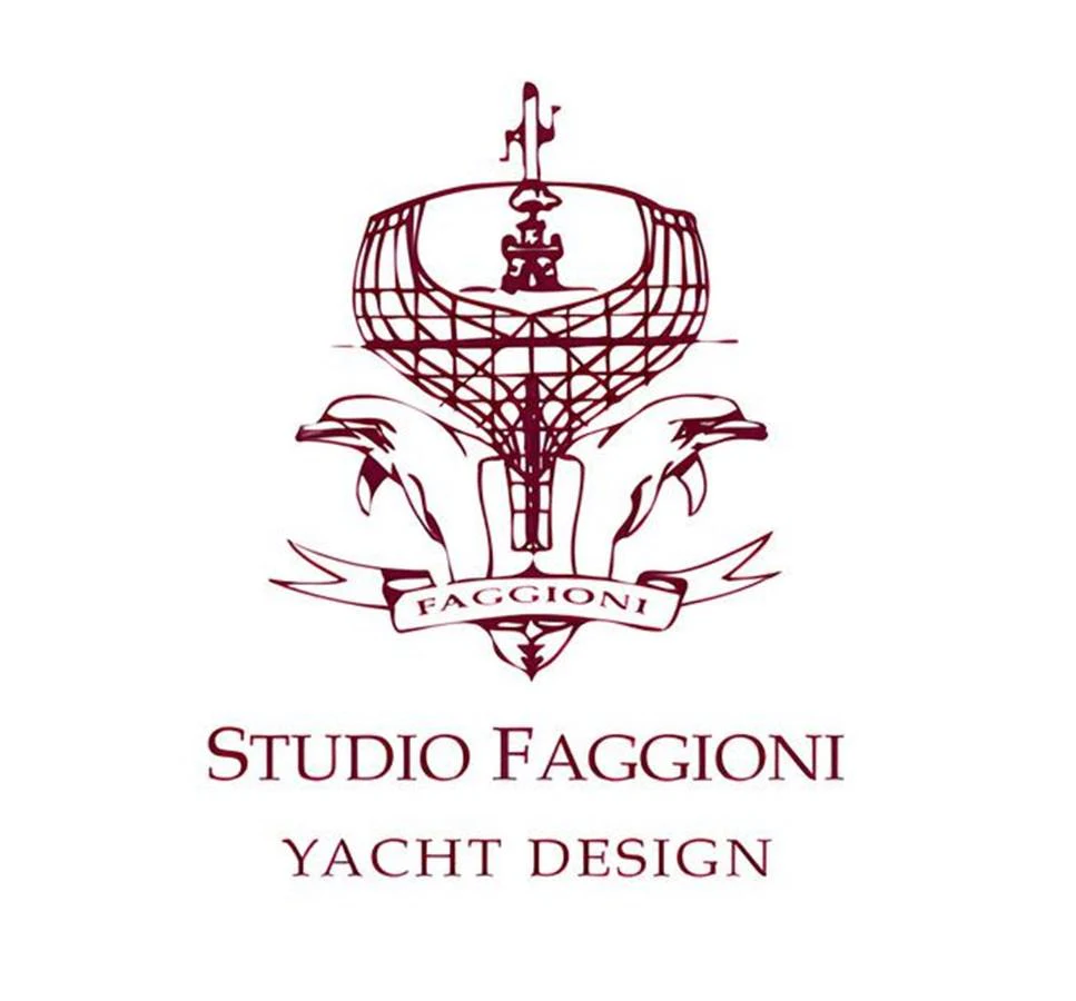 The image features the logo of Studio Faggioni Yacht Design, showcasing their emblematic design elements. aboard OSKAR ONE Yacht for Sale