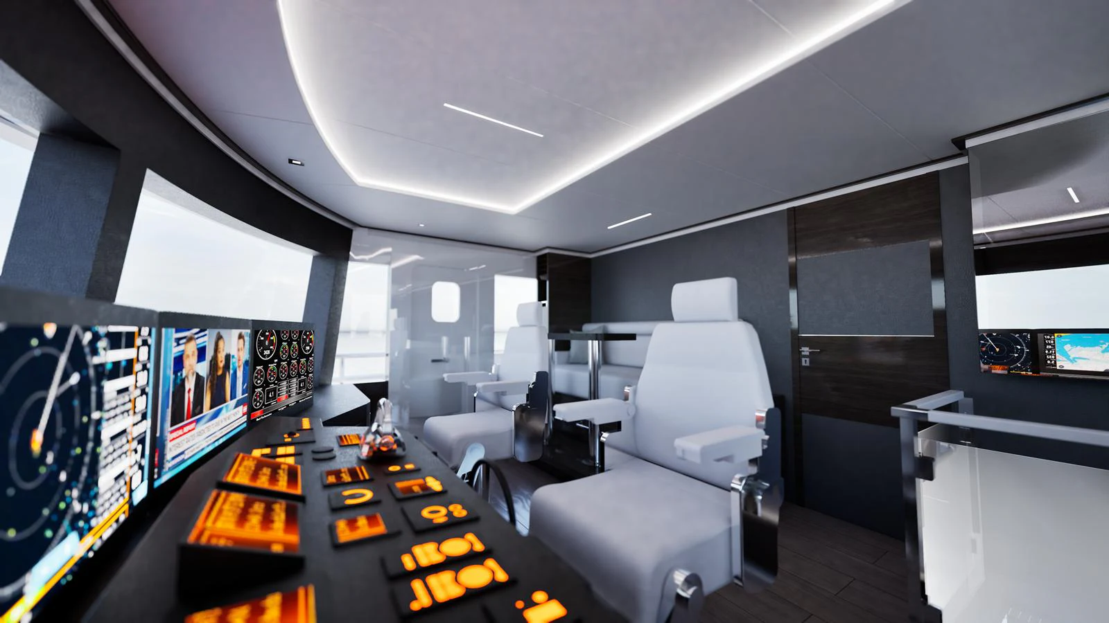 a room with a table and chairs aboard E SERIES 40 Yacht for Sale