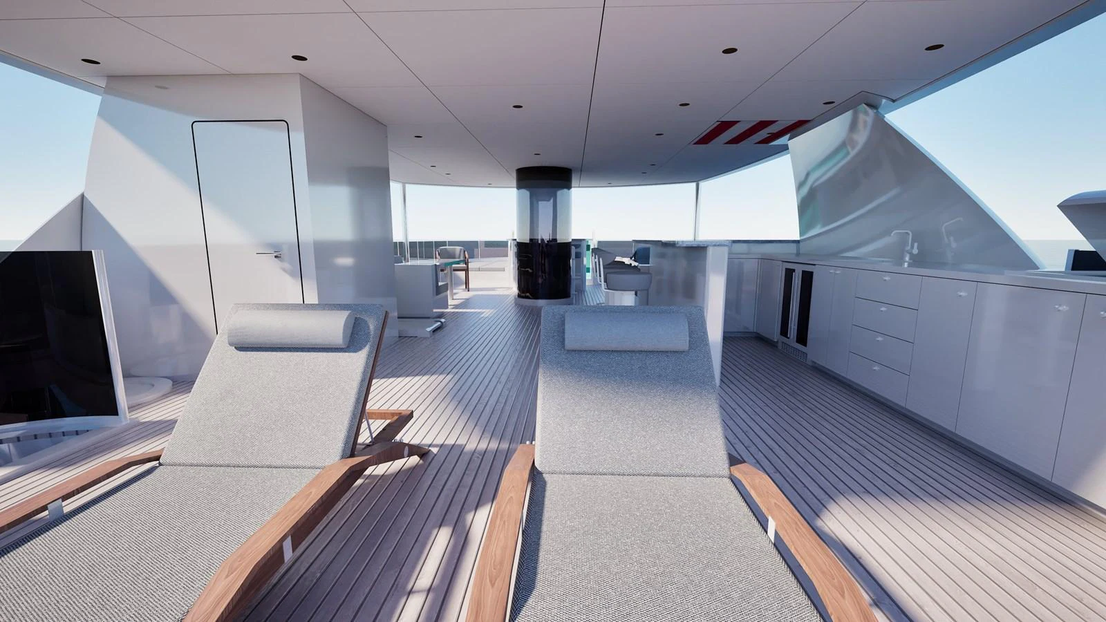 a room with a large desk and a tv aboard E SERIES 40 Yacht for Sale