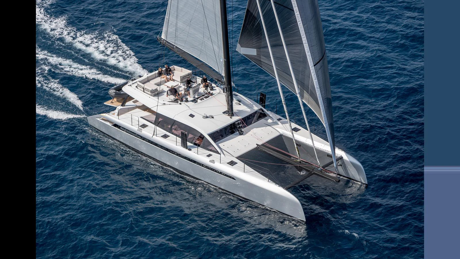 a white boat on the water aboard GUNBOAT 72 Yacht for Sale