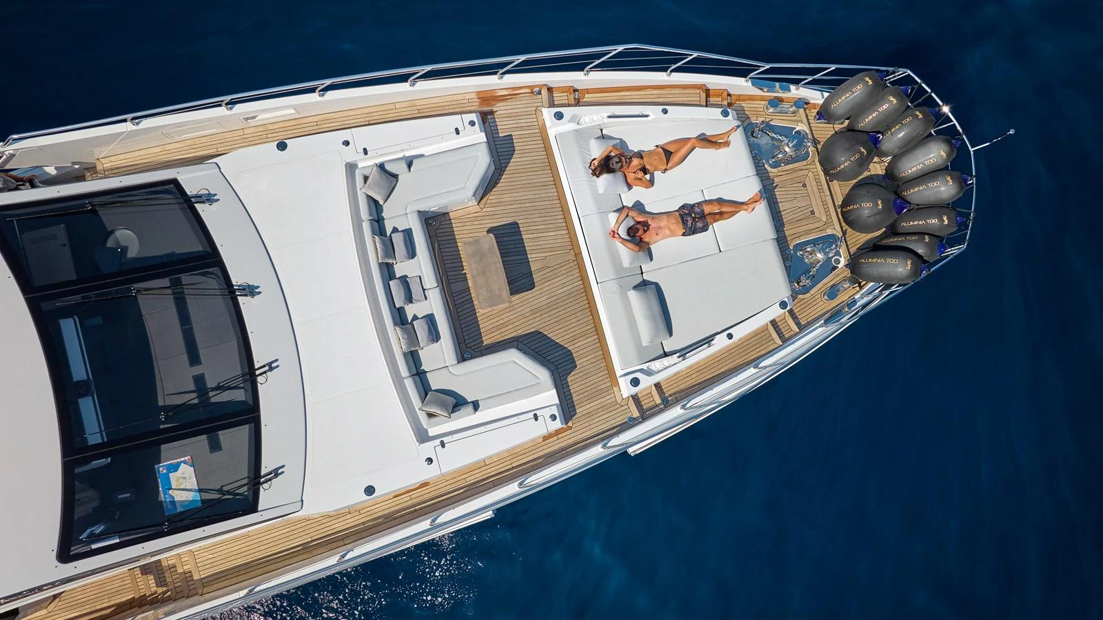 a white rectangular object with a brown object on it aboard ALUMINIA TOO Yacht for Sale