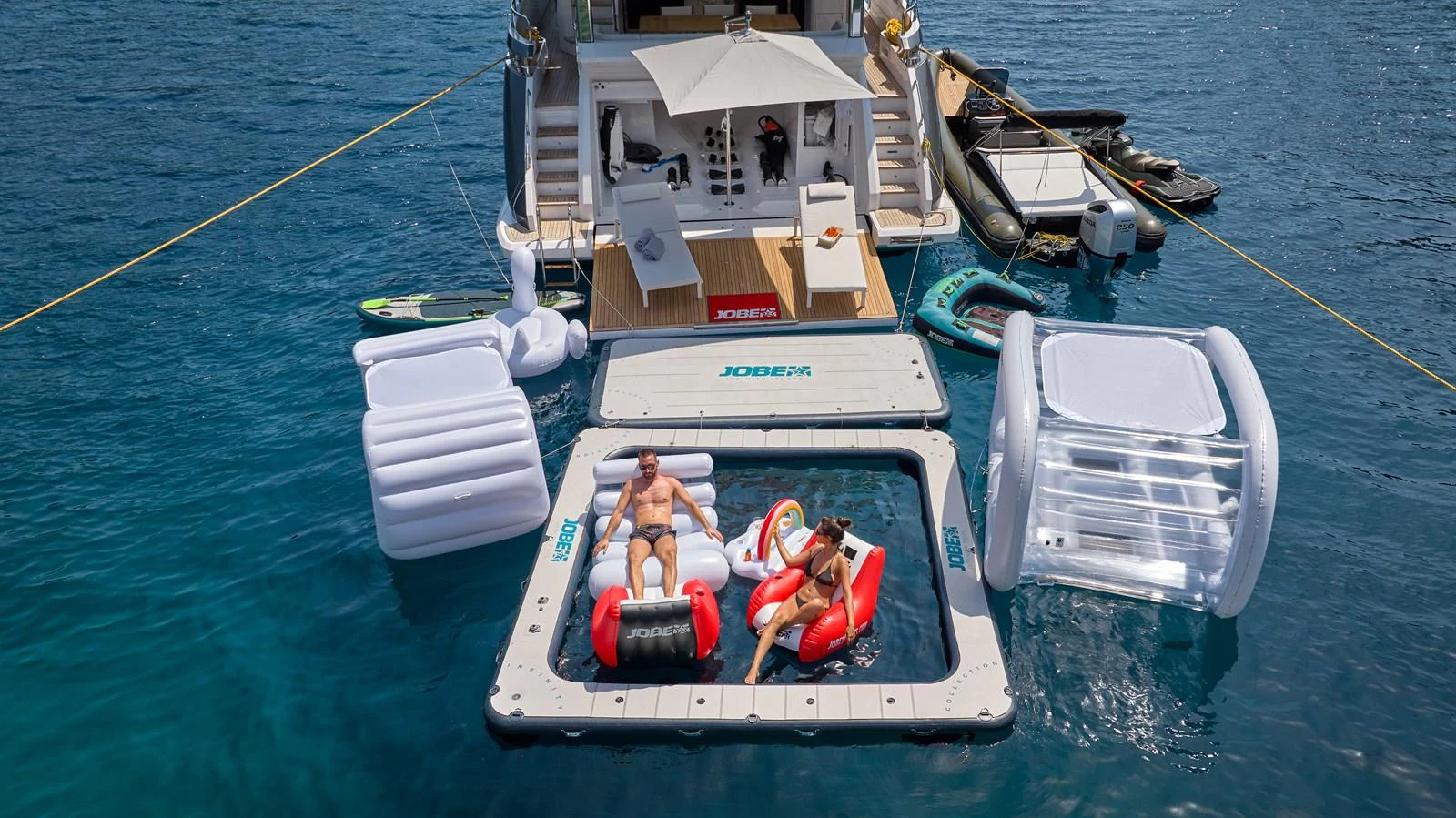 a boat with a boat in the water aboard ALUMINIA TOO Yacht for Sale