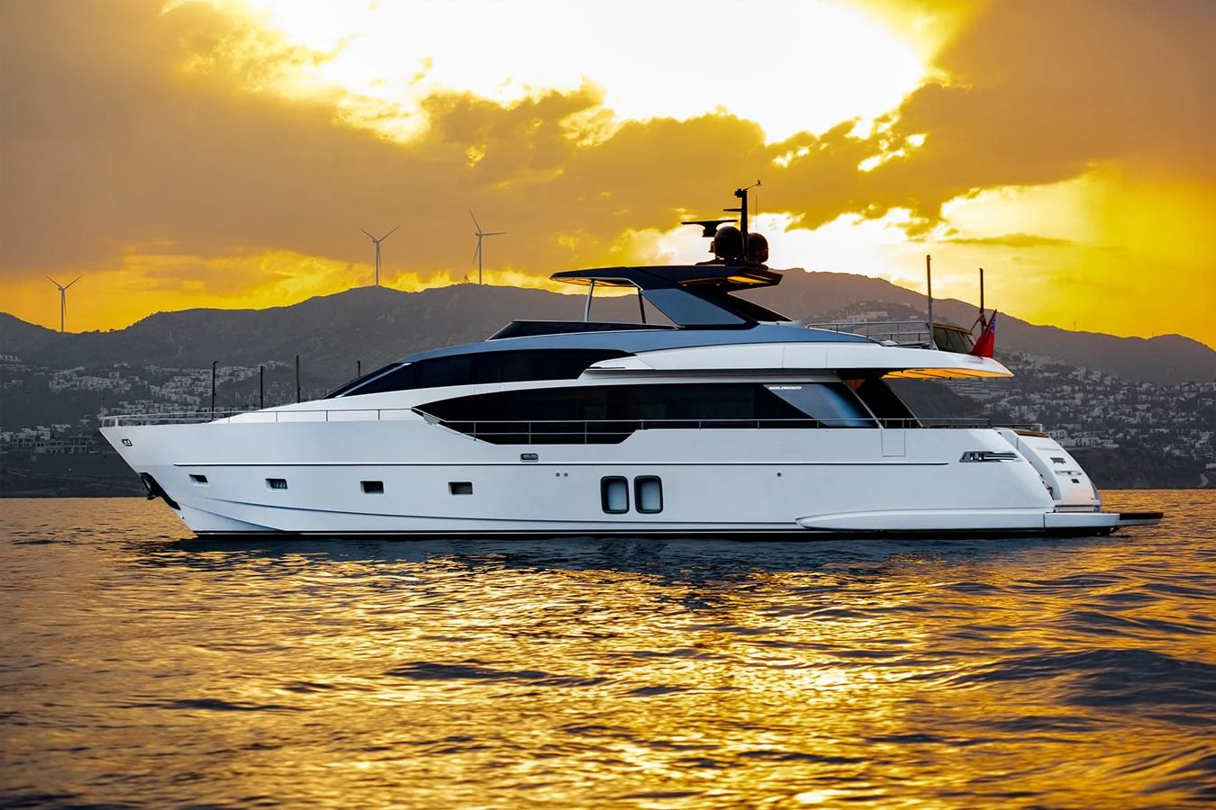 a white yacht in the water aboard JOURNEY Yacht for Sale