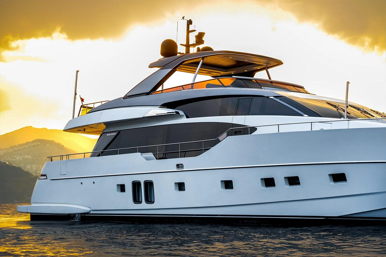 a white yacht on the beach aboard JOURNEY Yacht for Sale