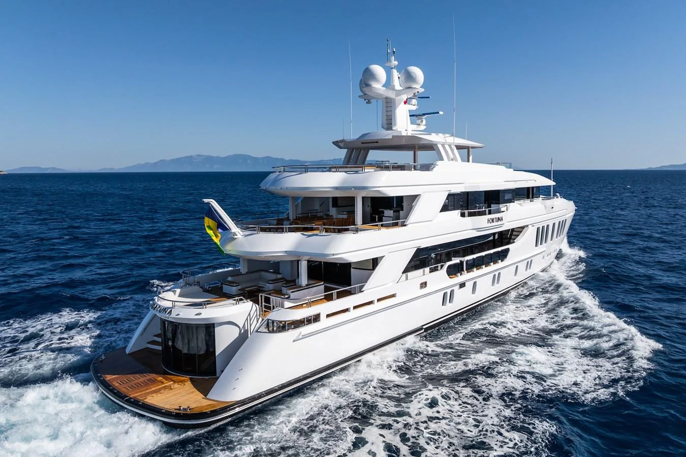 a boat on the water aboard FORTUNA Yacht for Sale