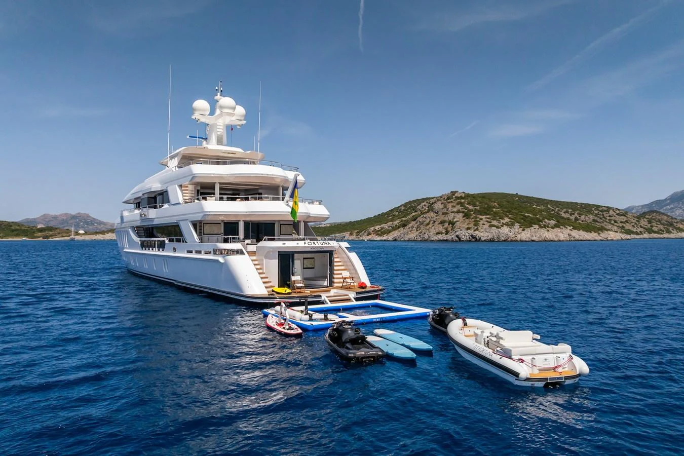 a boat in the water aboard FORTUNA Yacht for Sale
