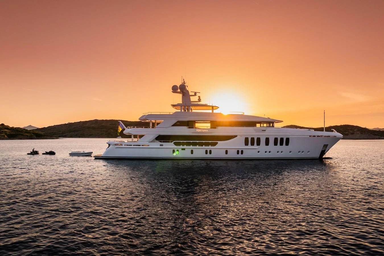a boat in the water aboard FORTUNA Yacht for Sale