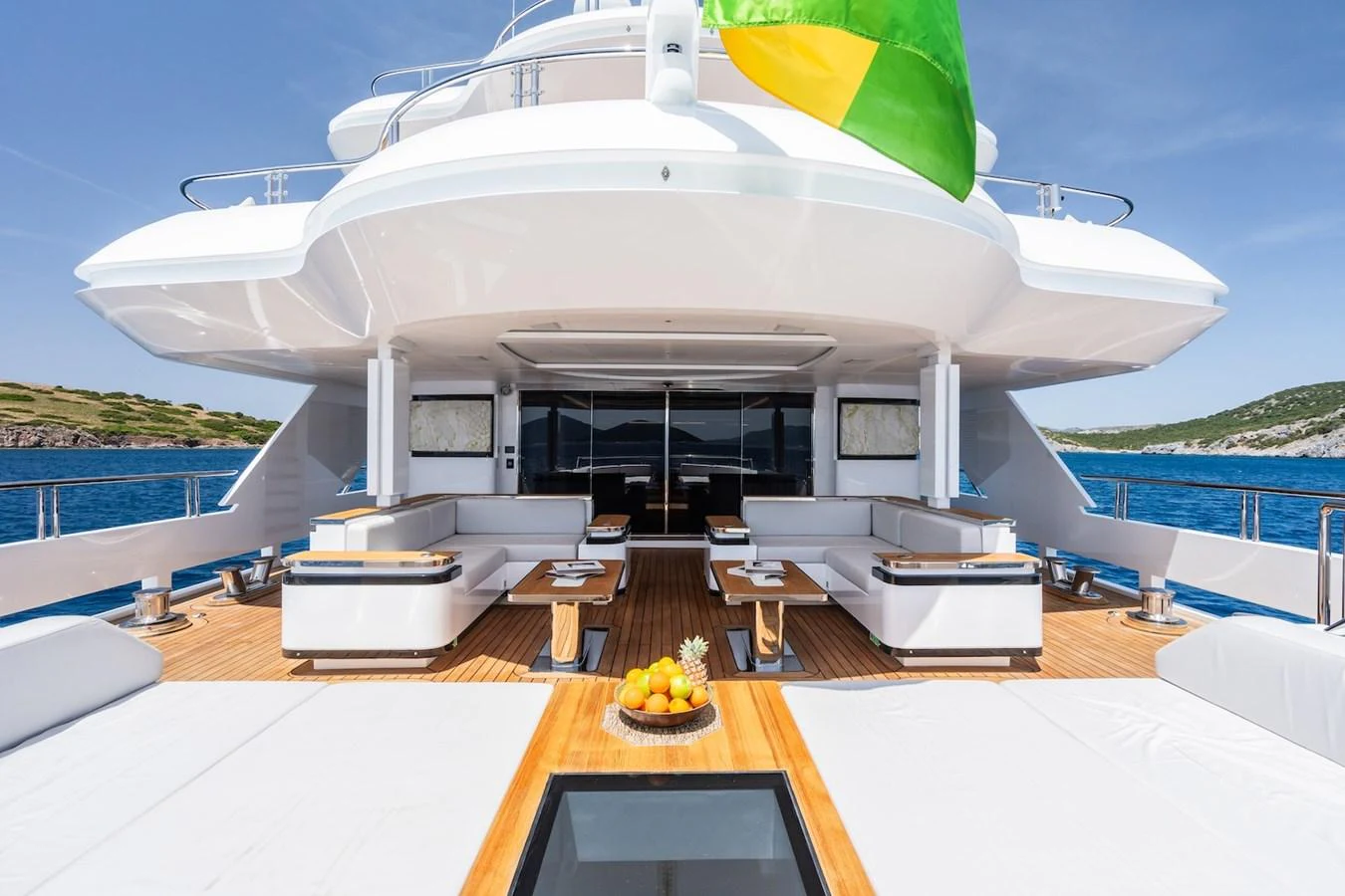 a modern house with a large balcony aboard FORTUNA Yacht for Sale