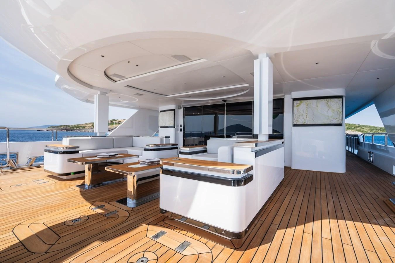a room with a large white ceiling aboard FORTUNA Yacht for Sale