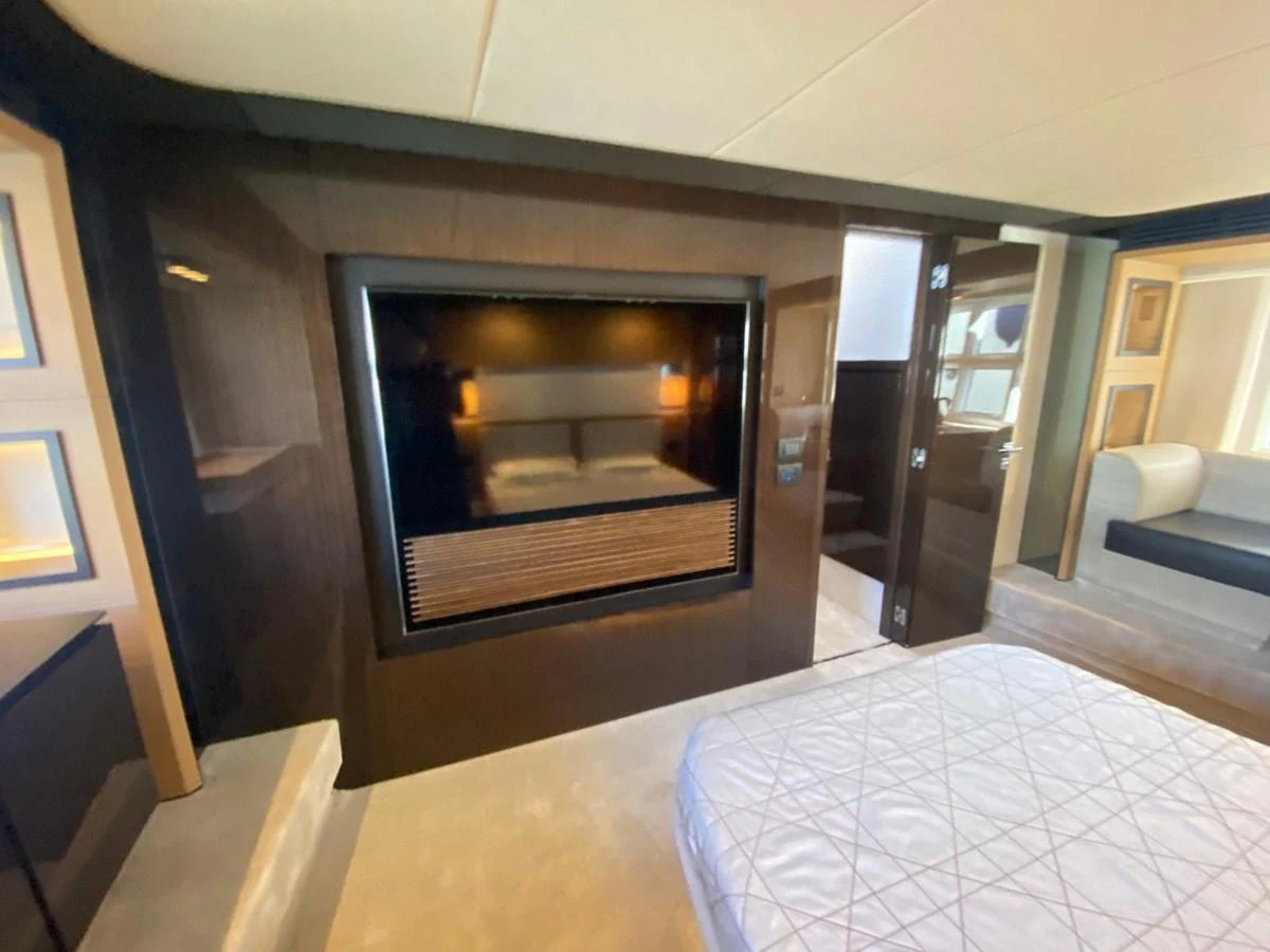 a fireplace in a room aboard 10009846 Yacht for Sale