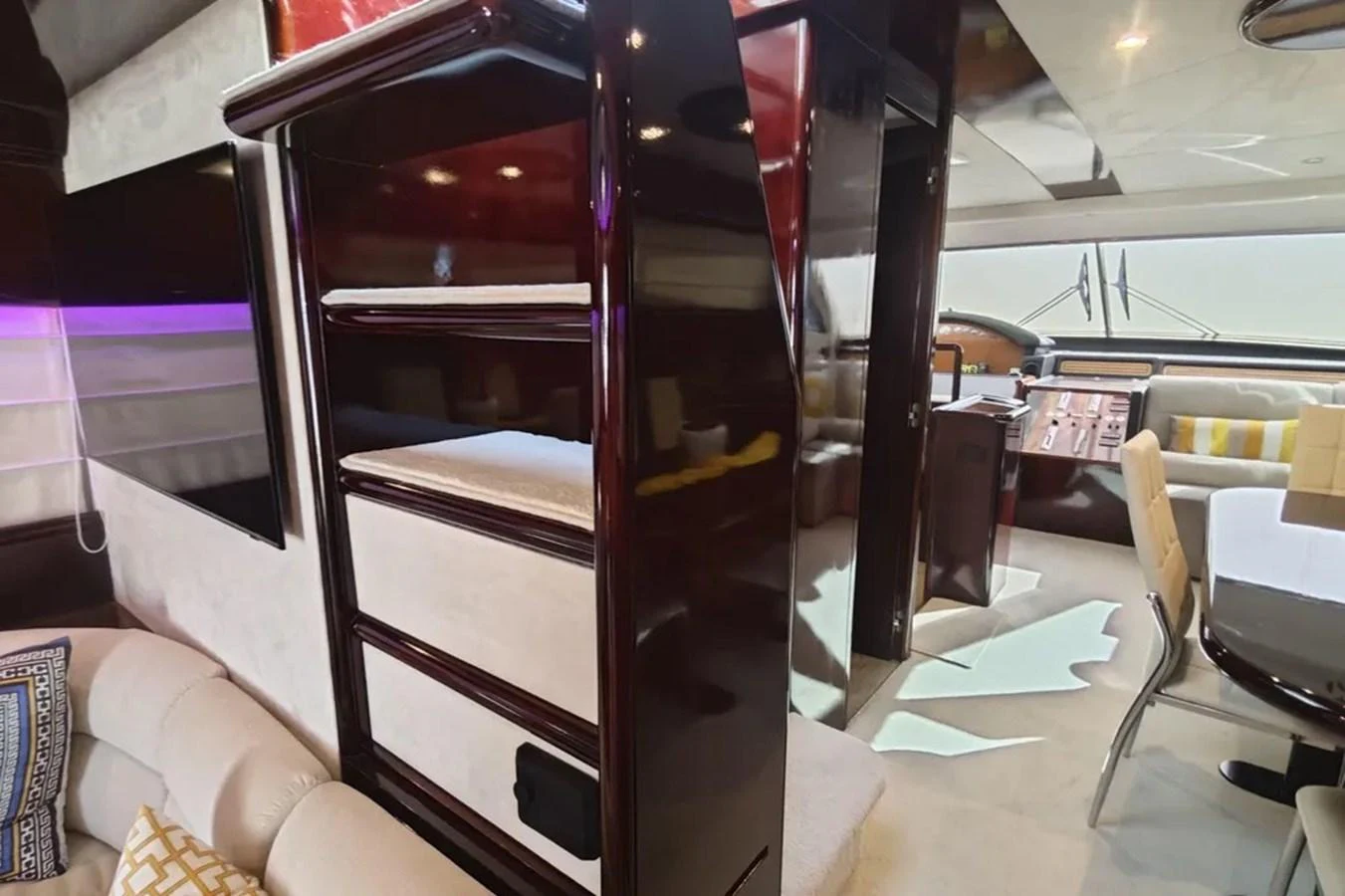 a room with a large glass door aboard HINXXLVI02 Yacht for Sale