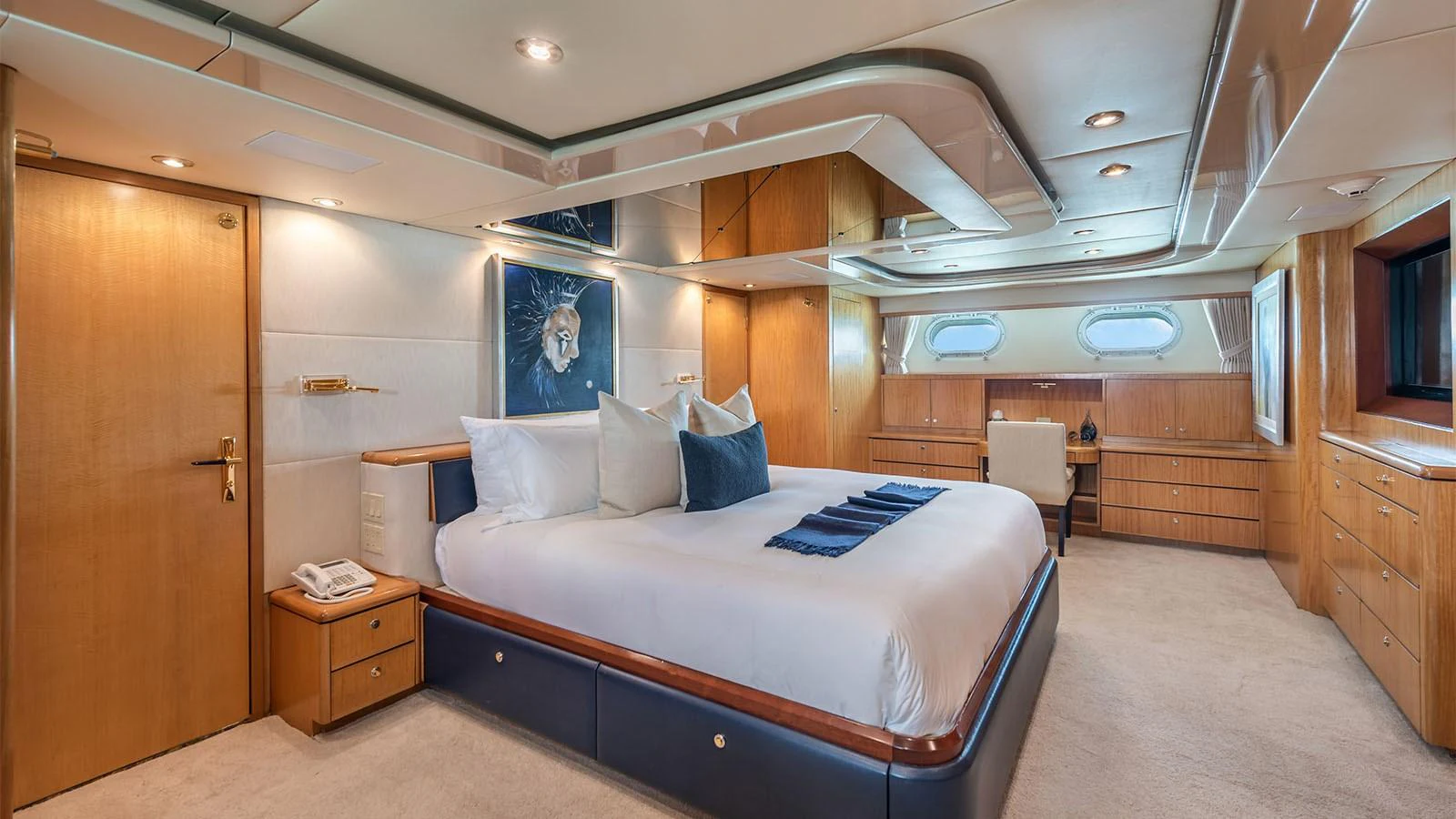 a bed in a room aboard SURINA Yacht for Sale