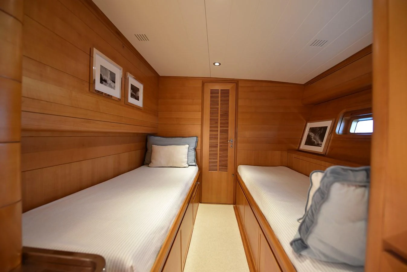 a room with two beds aboard GREEN EYES Yacht for Sale