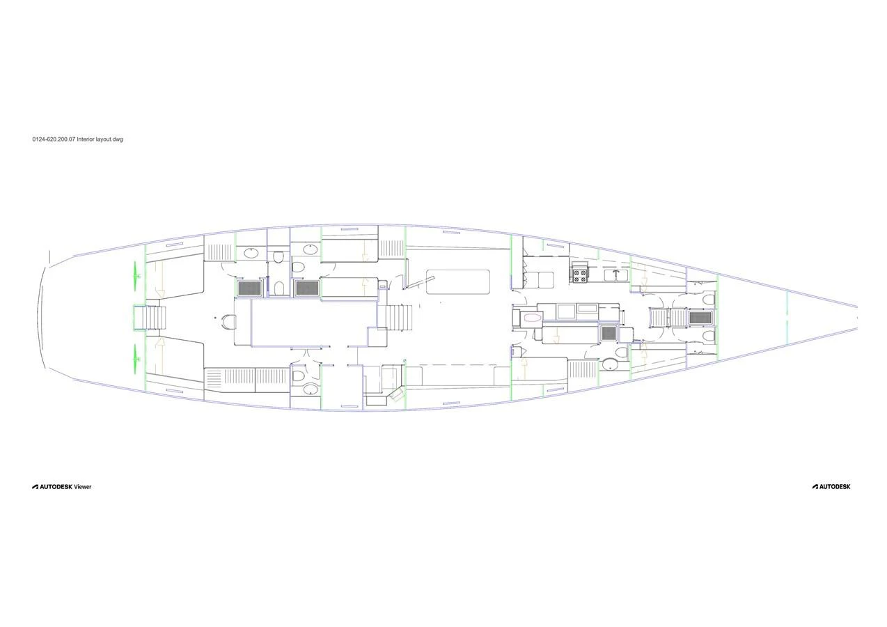diagram, engineering drawing aboard GREEN EYES Yacht for Sale