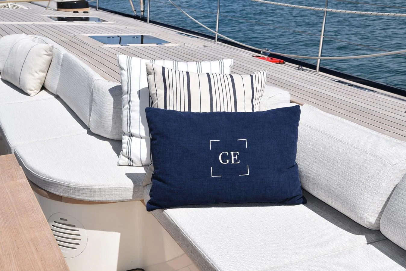 pillows on a boat aboard GREEN EYES Yacht for Sale