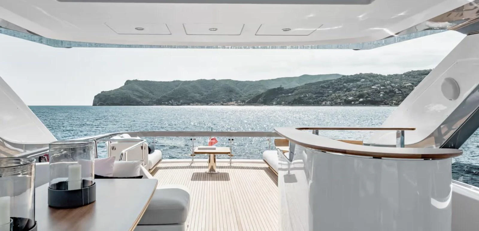 The aft deck offers a spacious and elegant area for relaxation with stunning sea views. aboard KOKO Yacht for Sale