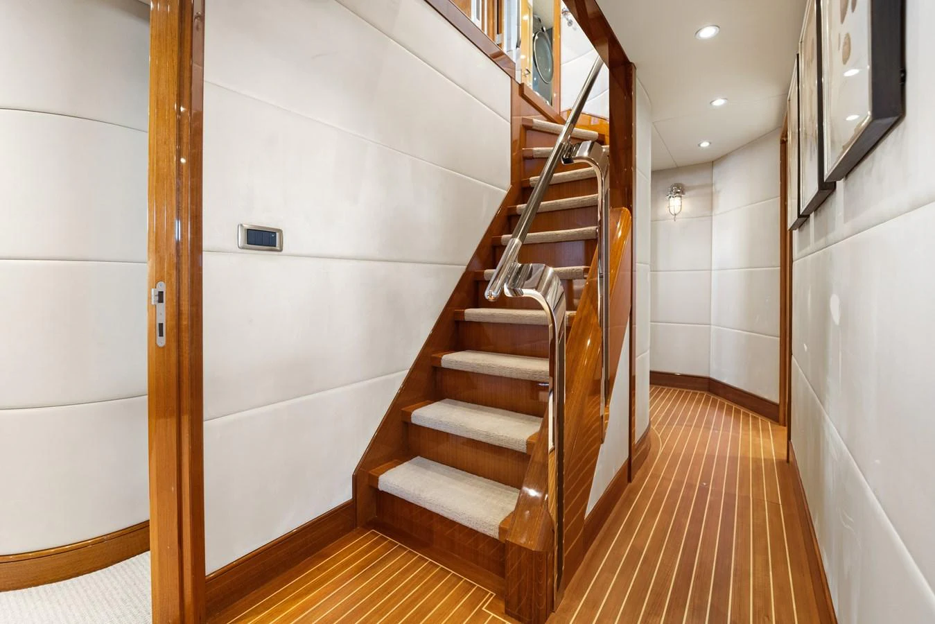 a staircase in a house aboard STAMPEDE Yacht for Sale