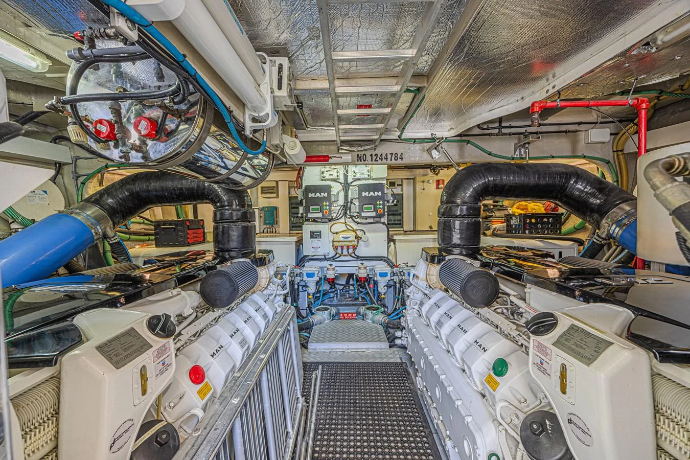 The engine room showcases the yacht's powerful and well-maintained machinery. aboard BIG CHUBBY XL Yacht for Sale