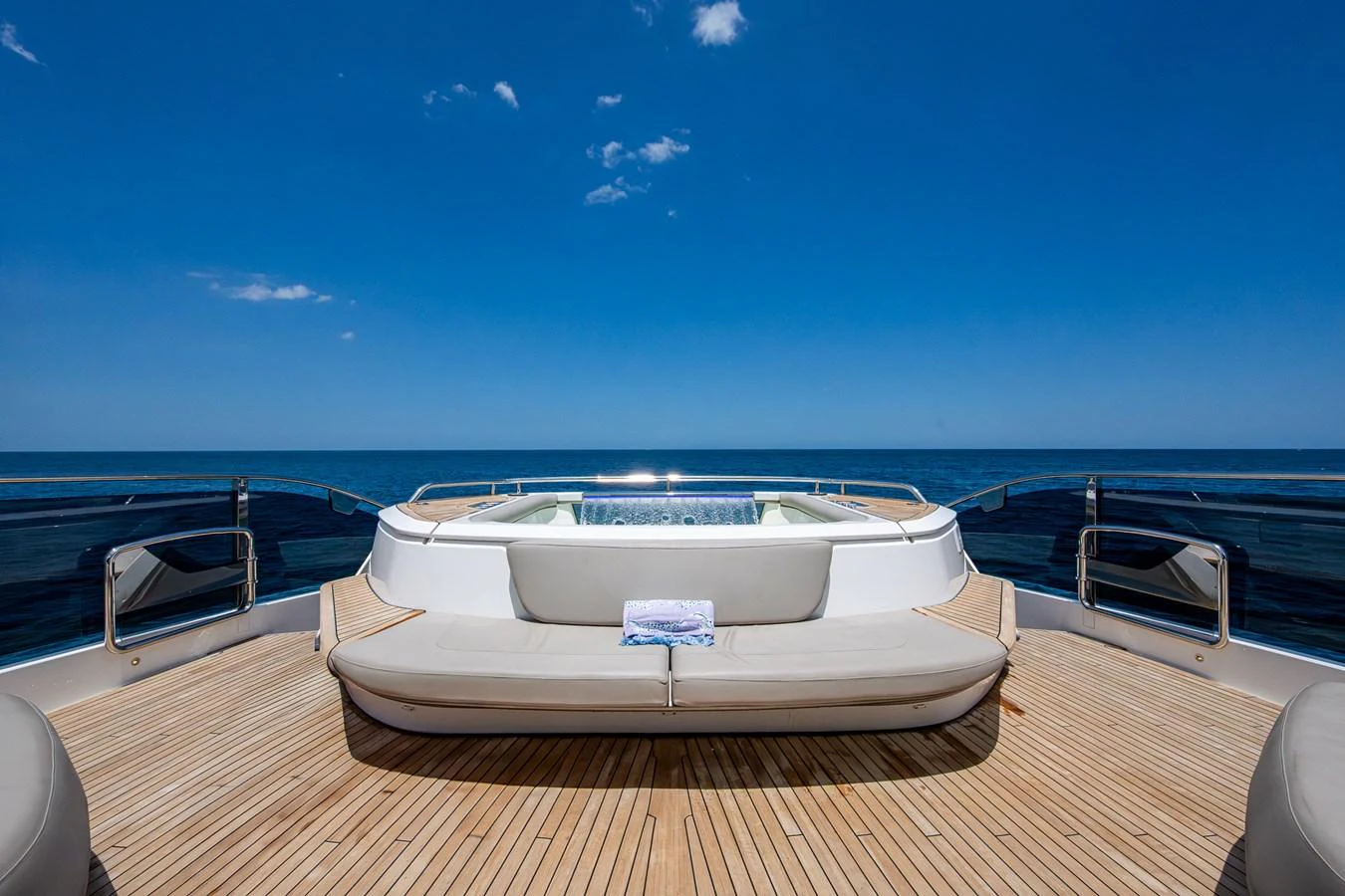 a boat on a deck aboard SPLASH Yacht for Sale