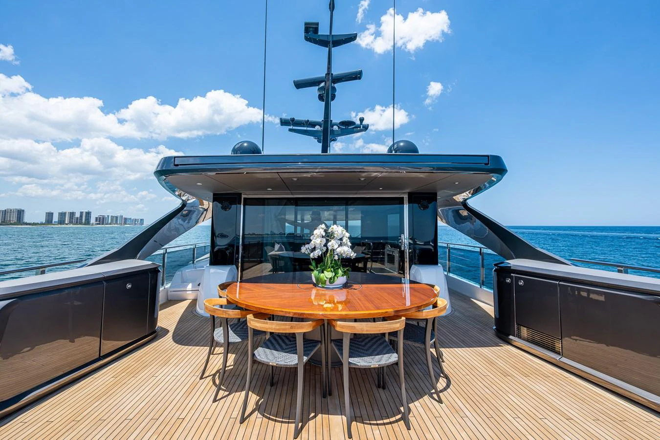 a table on a boat aboard SPLASH Yacht for Sale