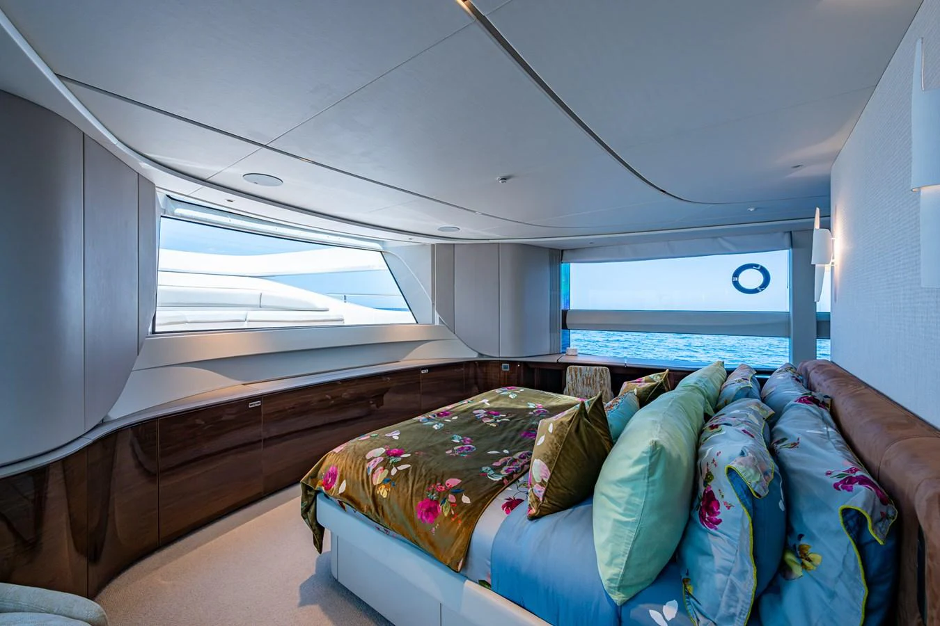 a bed in a room aboard SPLASH Yacht for Sale