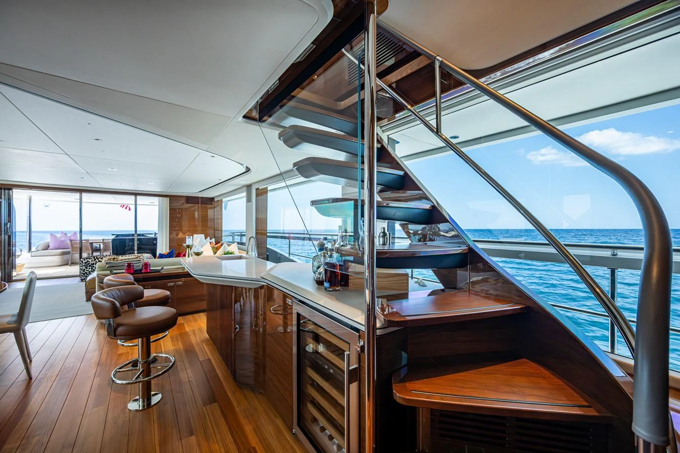 a room with a large window aboard SPLASH Yacht for Sale