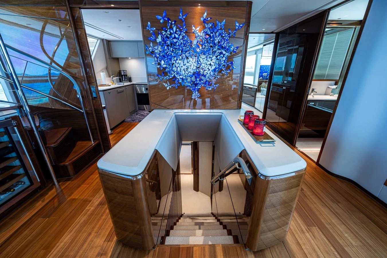 a room with a large tree aboard SPLASH Yacht for Sale