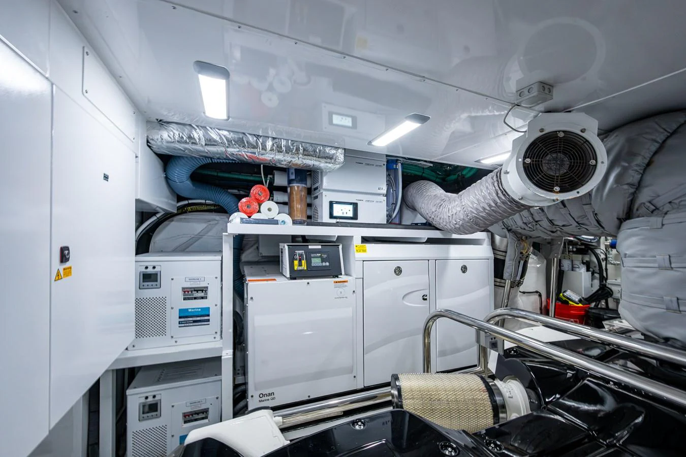 a room with machinery and equipment aboard SPLASH Yacht for Sale