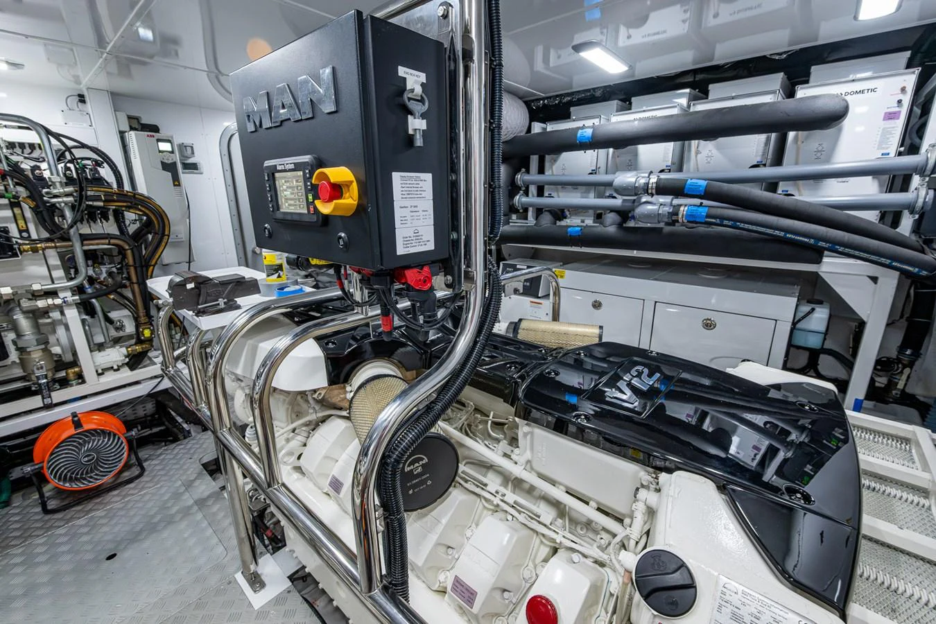 a room with machinery aboard SPLASH Yacht for Sale