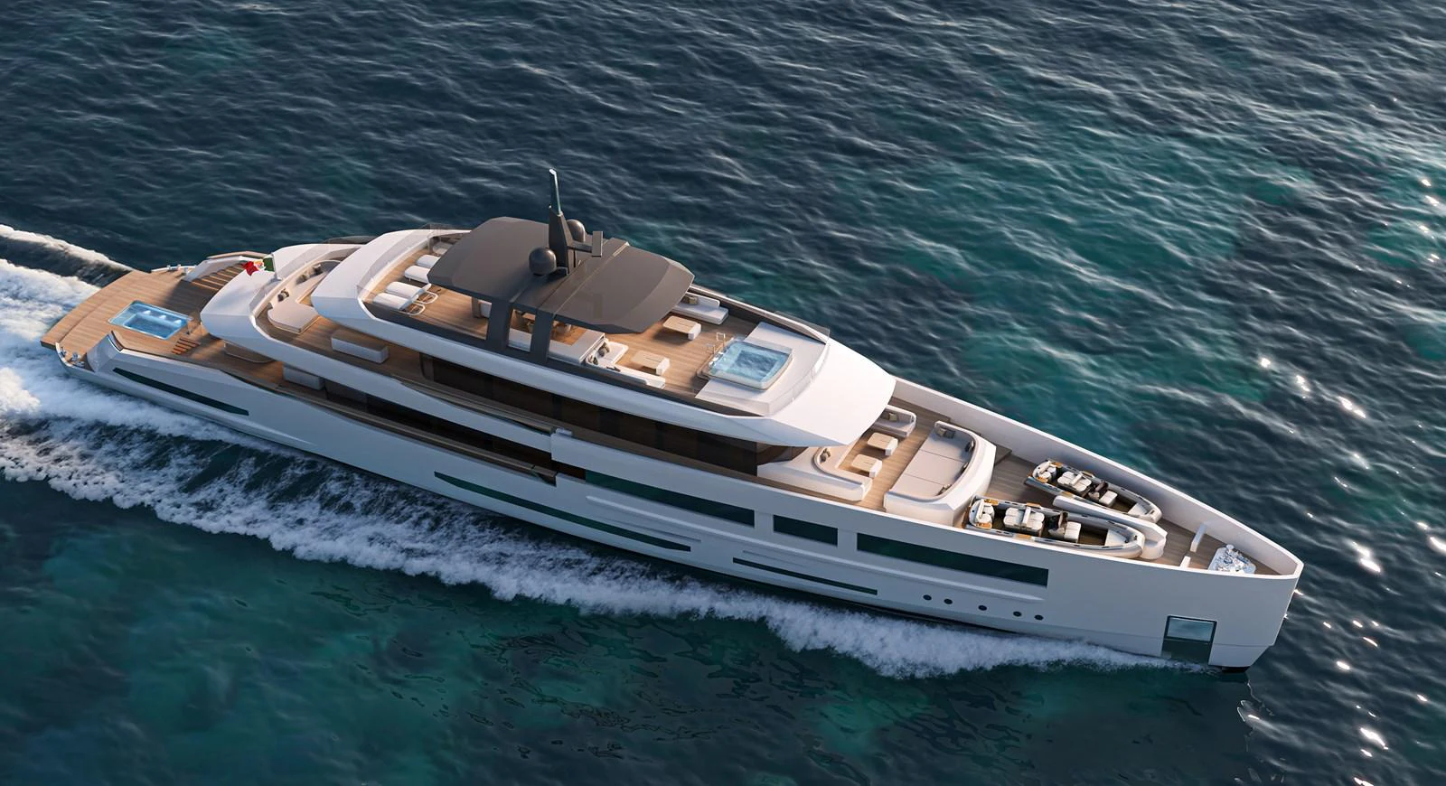 A sleek and modern yacht cruises through clear blue waters, showcasing its luxurious design and spacious decks. aboard SLEEK 52 Yacht for Sale