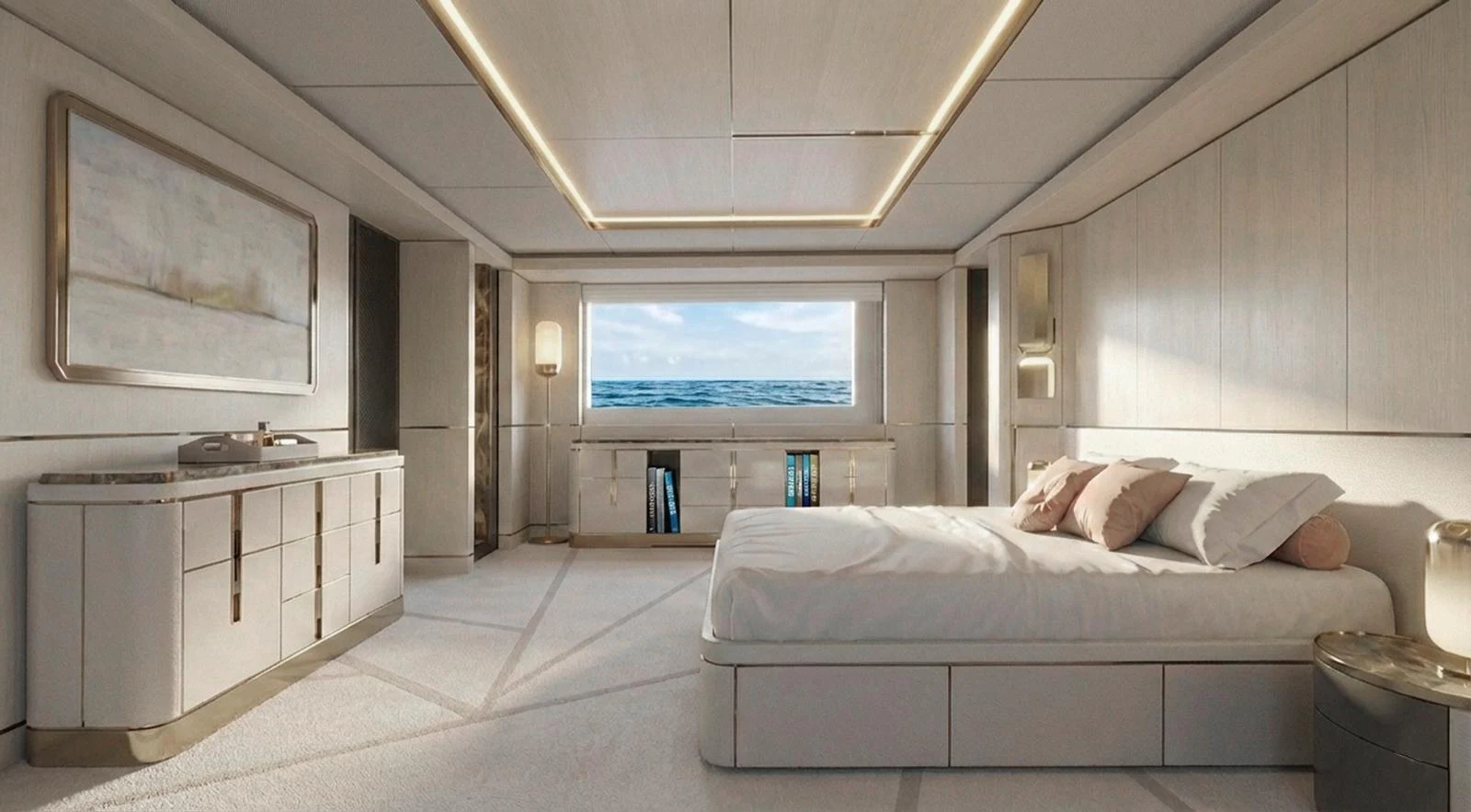 The master stateroom offers a luxurious and spacious retreat with a stunning sea view. aboard SLEEK 52 Yacht for Sale