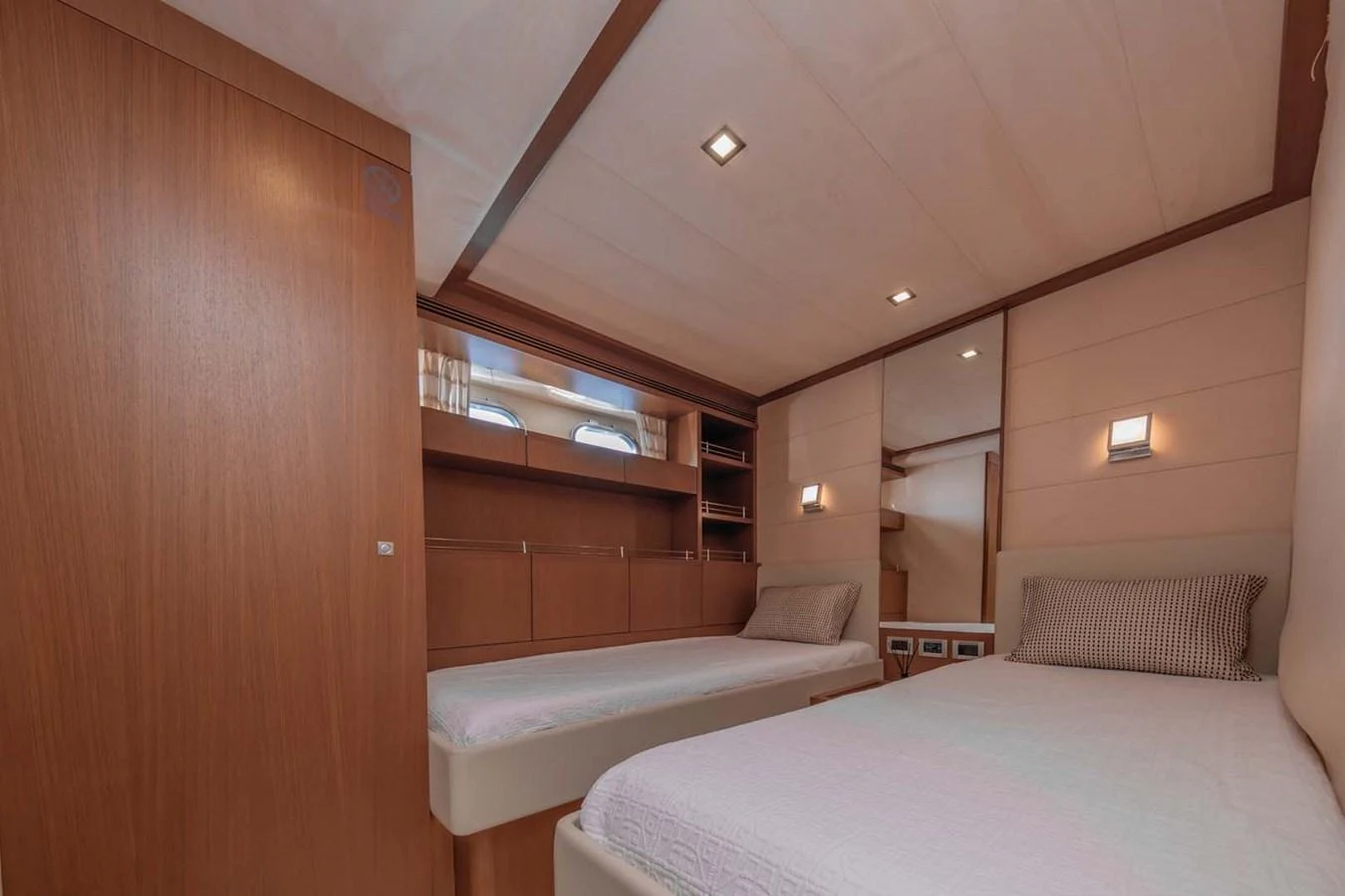 a room with two beds aboard STELLINA Yacht for Sale
