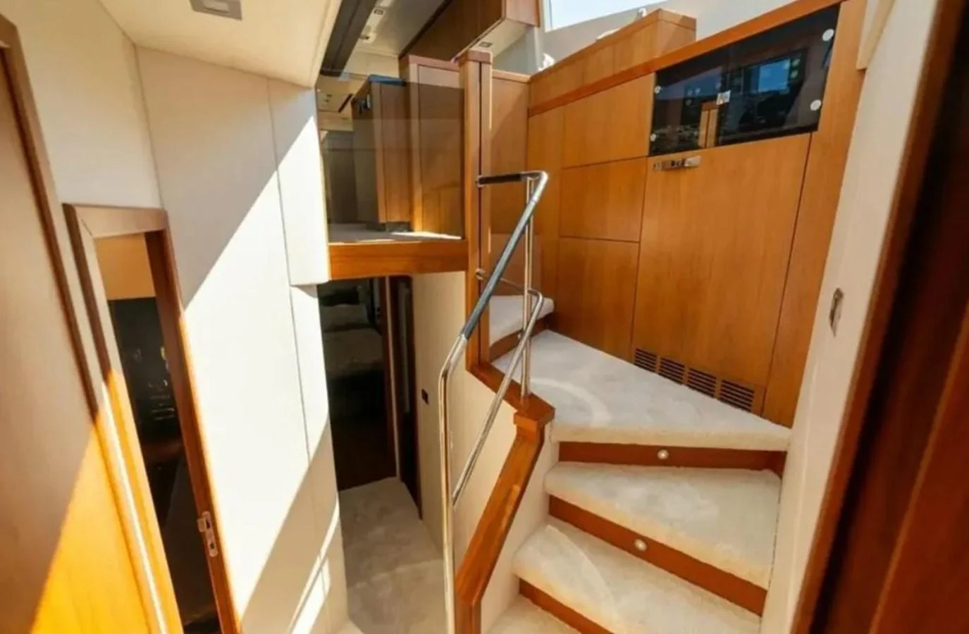 a staircase in a house aboard 2 DRUNK Yacht for Sale