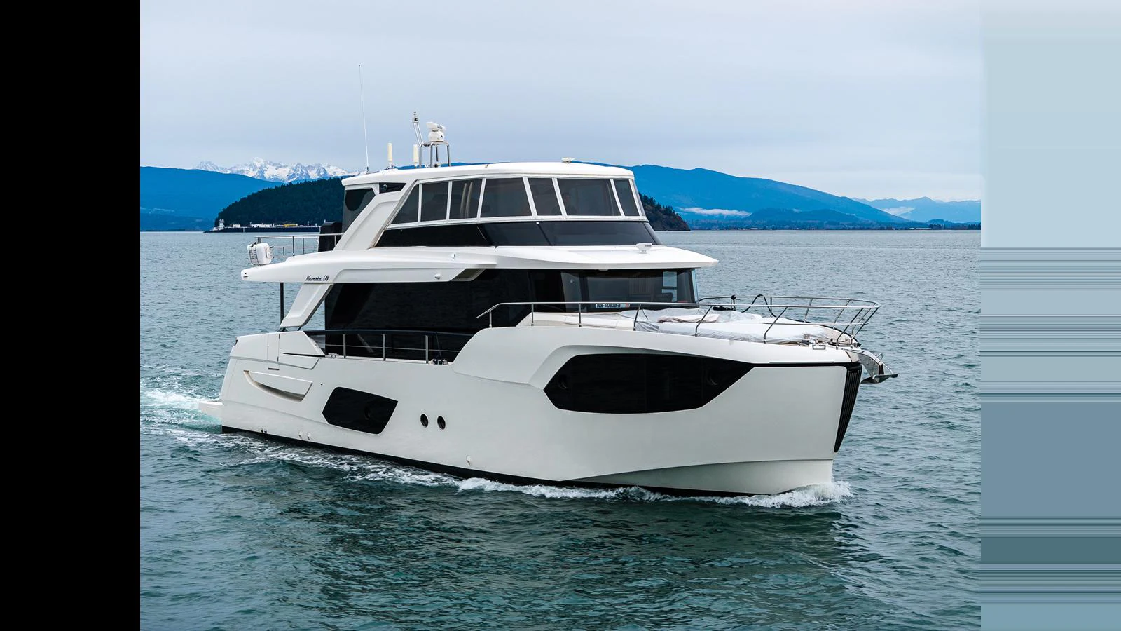 a white yacht on the water aboard OUR TRADE Yacht for Sale