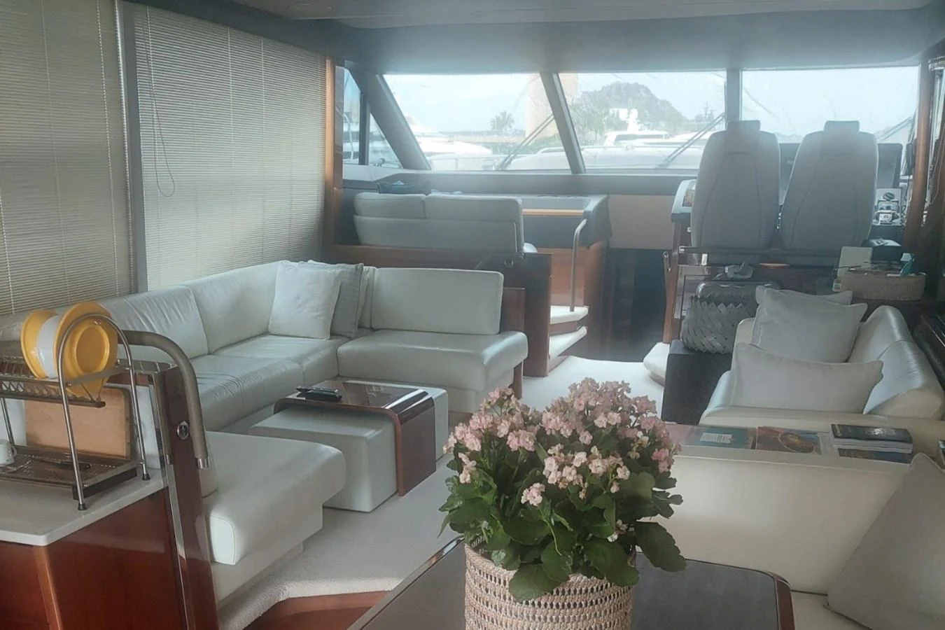 a living room with a couch and chairs aboard DANI Yacht for Sale