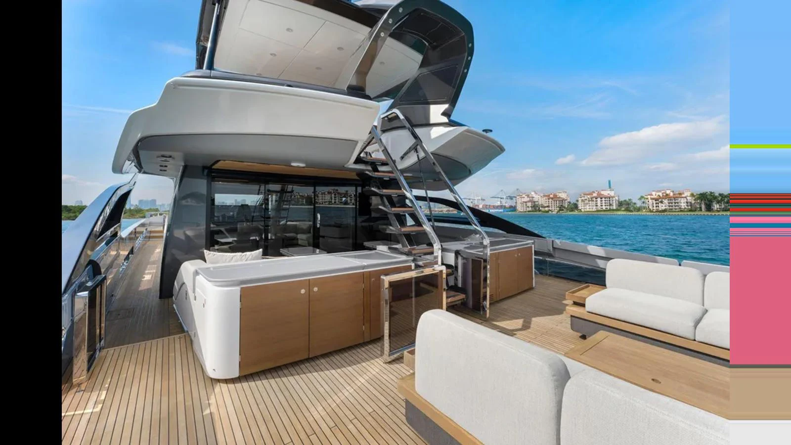 The yacht's aft deck features a spacious lounging area with modern furnishings and a sleek design. aboard 2022 AZIMUT S10 Yacht for Sale