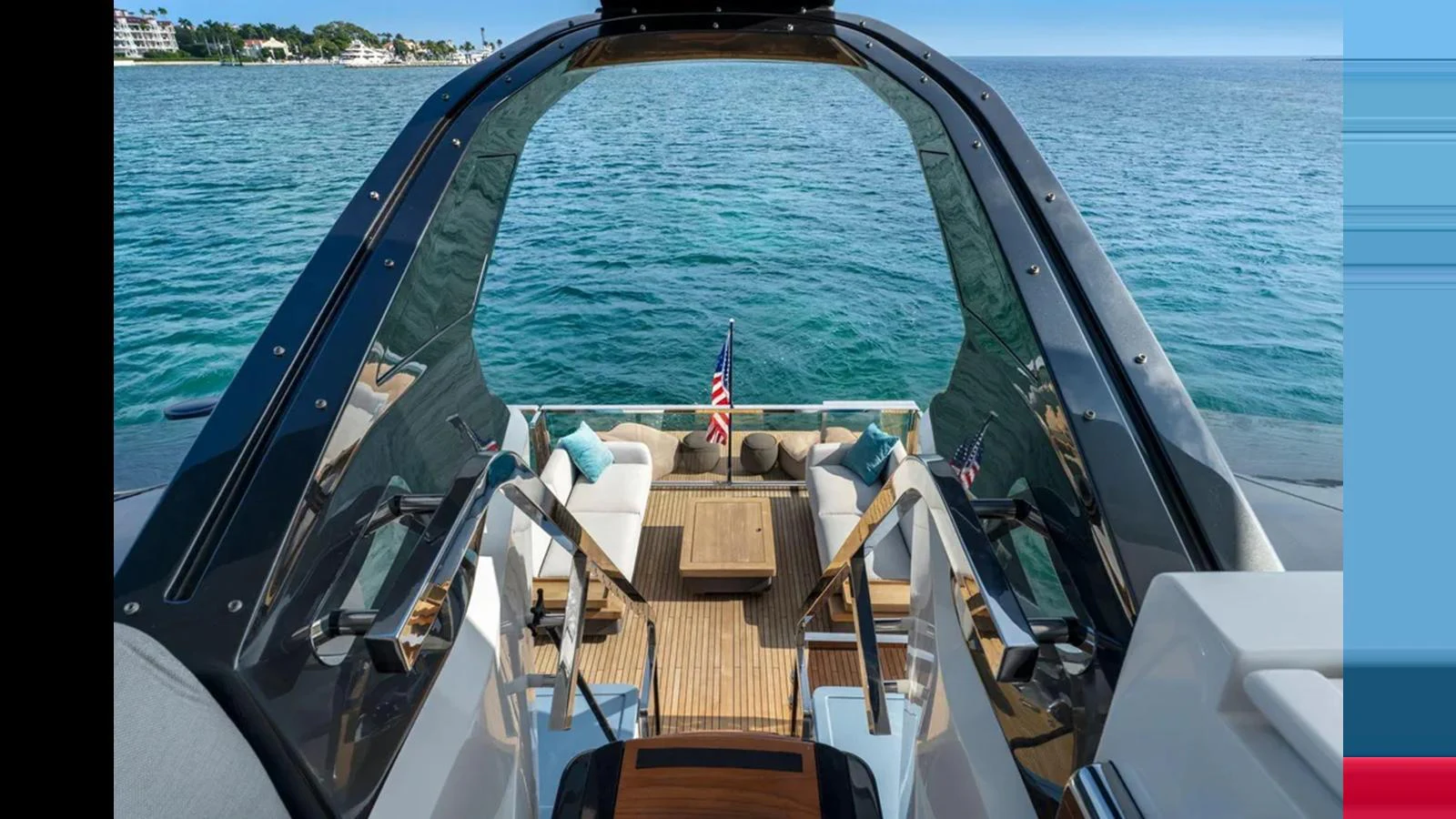 The aft deck offers a luxurious seating area with a stunning view of the ocean. aboard 2022 AZIMUT S10 Yacht for Sale
