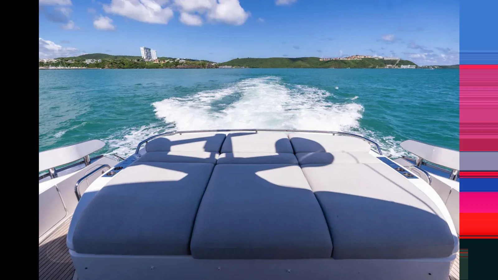 The aft deck features a spacious sunpad with a stunning view of the water. aboard AZIMUT S7 Yacht for Sale
