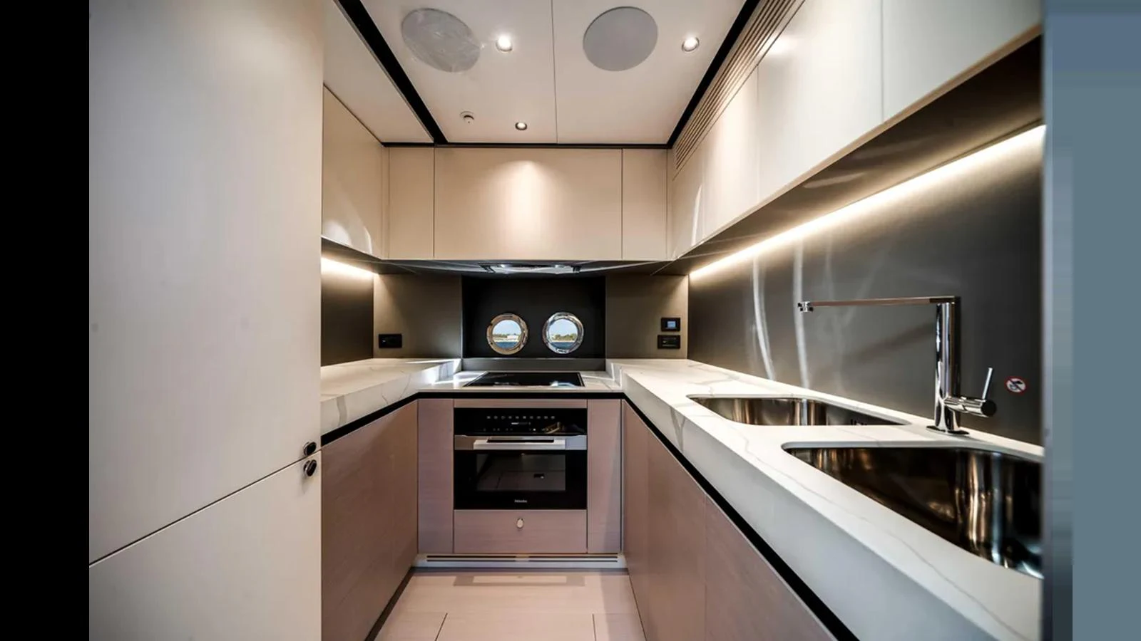 The yacht's galley features modern appliances and sleek cabinetry, creating a stylish and functional space for culinary endeavors. aboard 2025 AZIMUT S8 Yacht for Sale