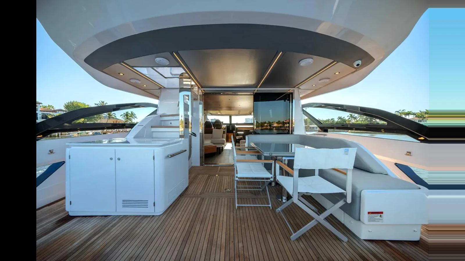 The aft deck offers a spacious and inviting area for relaxation and socializing, featuring comfortable seating and a well-appointed layout. aboard 2025 AZIMUT S8 Yacht for Sale
