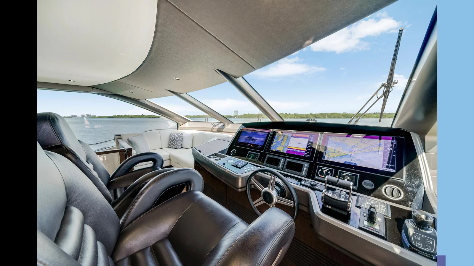 The helm station offers a sleek and modern command center with panoramic views. aboard STEELN Yacht for Sale