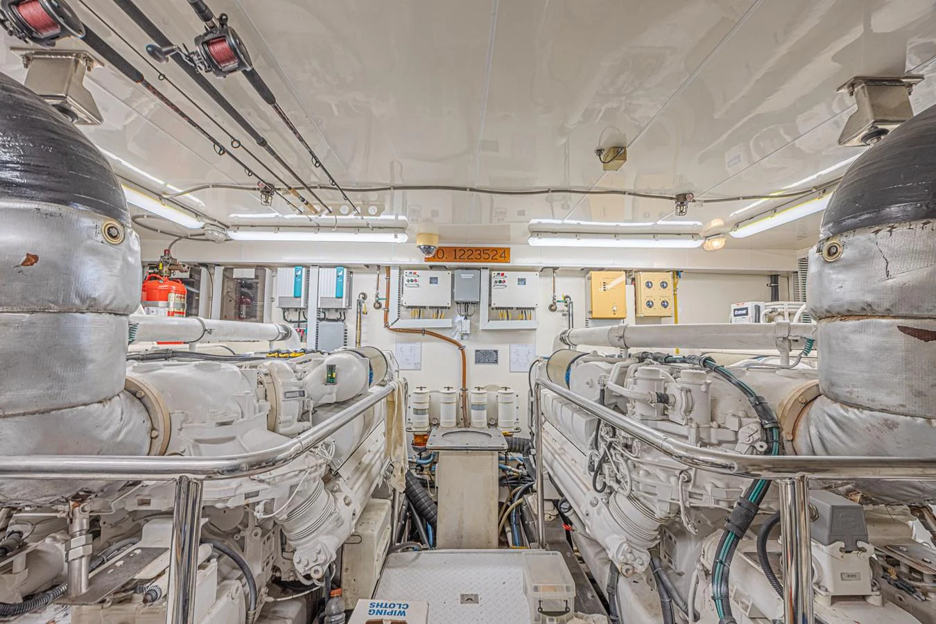 The yacht's engine room is equipped with powerful machinery and advanced systems for optimal performance. aboard MARGARITA Yacht for Sale