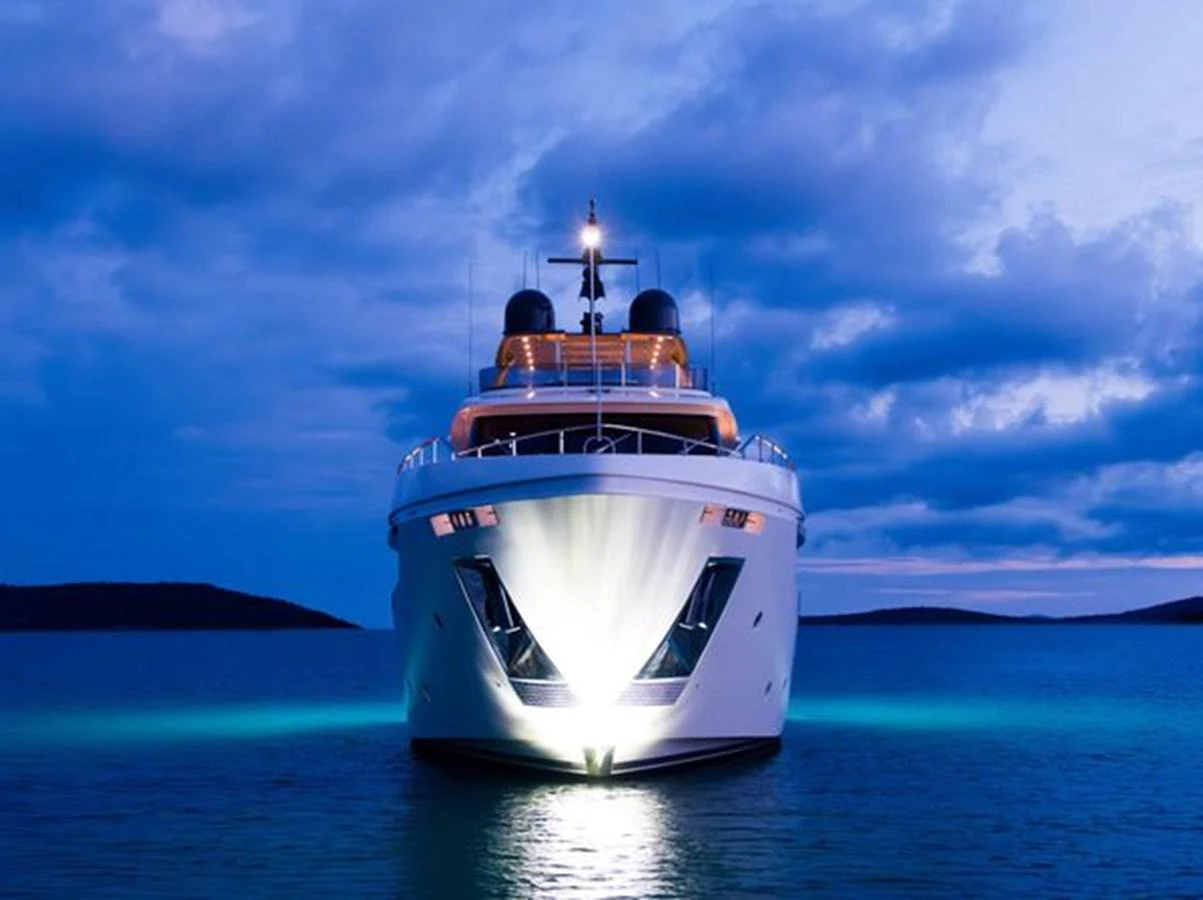 a white boat in the water aboard SK Yacht for Sale