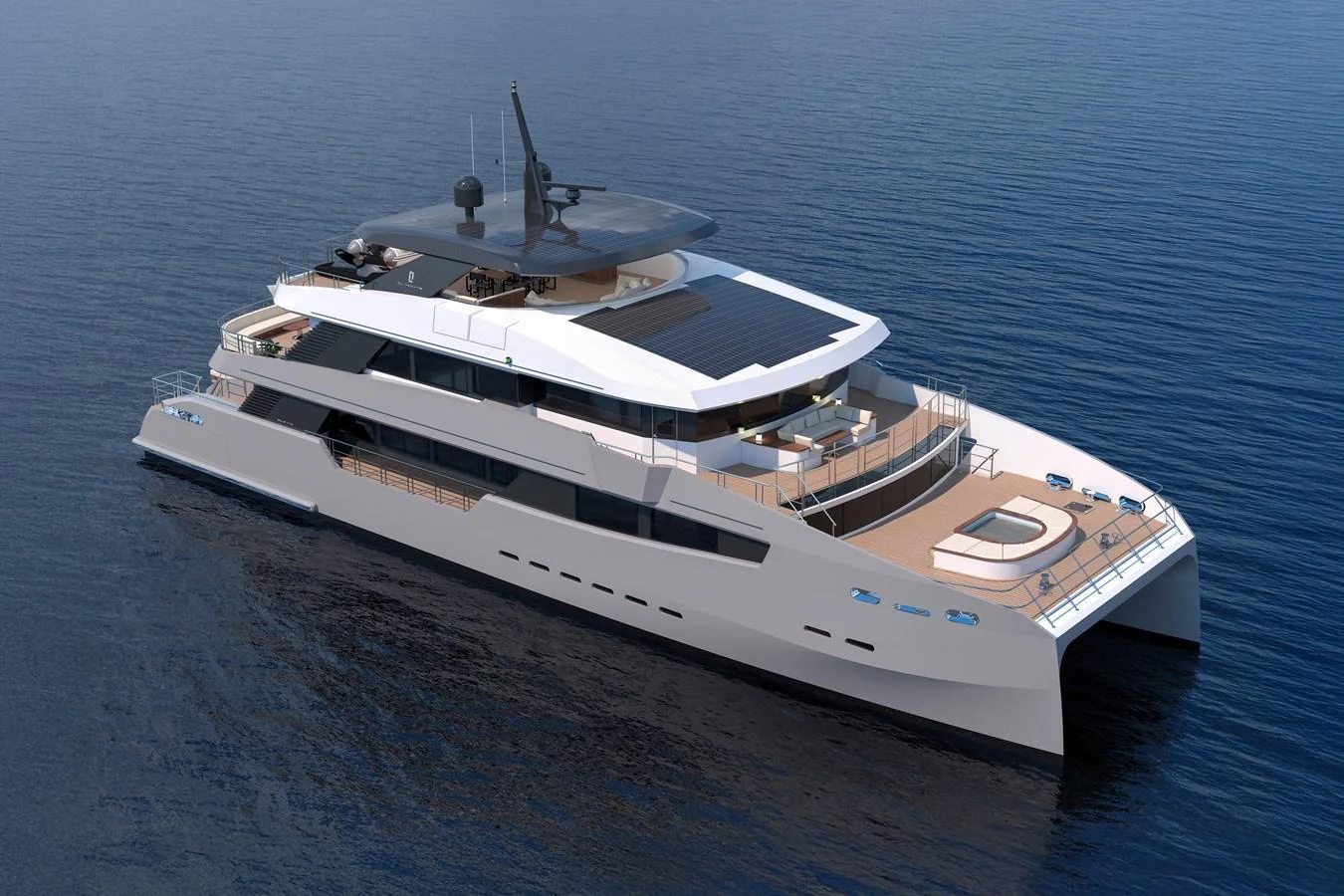 A sleek and modern yacht cruising on calm waters. aboard CLC115 Yacht for Sale
