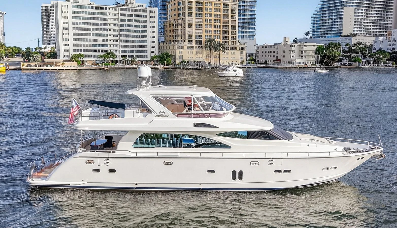 a white boat on the water aboard ARLENE Yacht for Sale