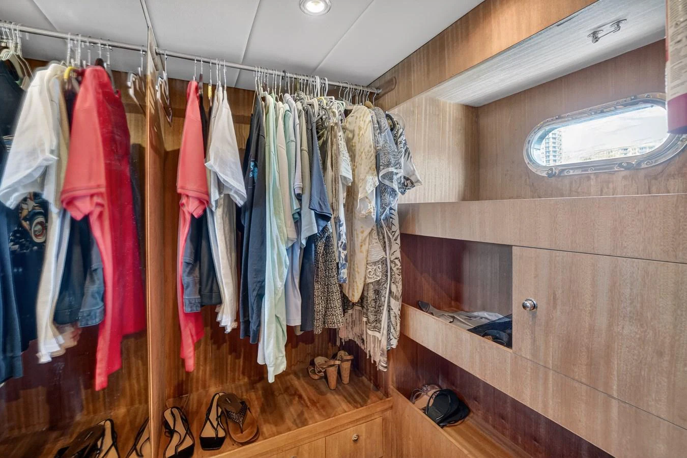 a closet full of clothes aboard ARLENE Yacht for Sale