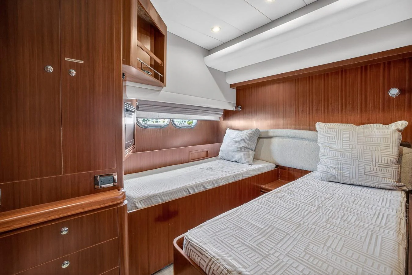 a room with two beds aboard ARLENE Yacht for Sale