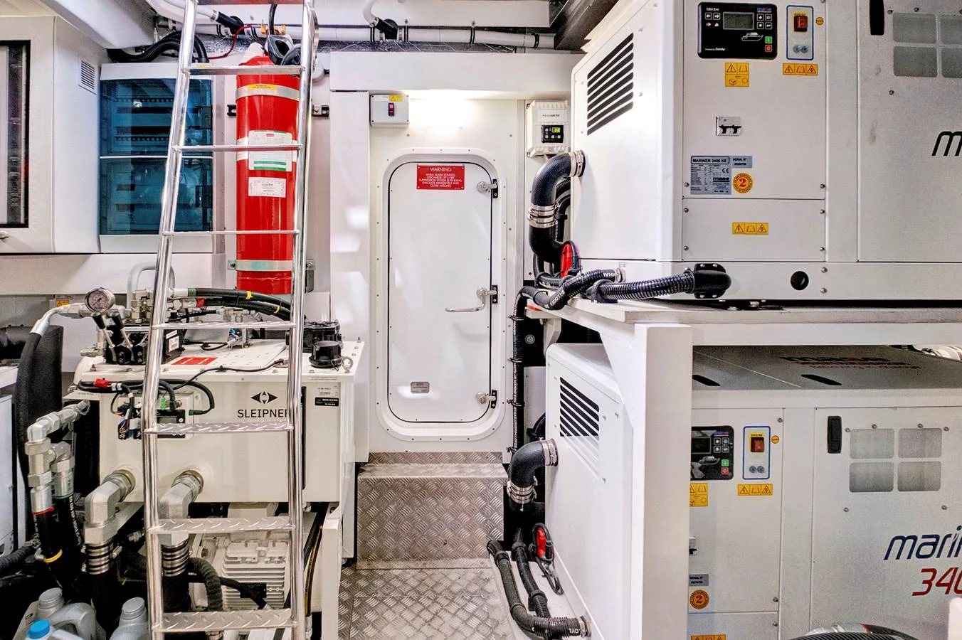 The engine room is equipped with advanced machinery and safety features. aboard MISTY K Yacht for Sale