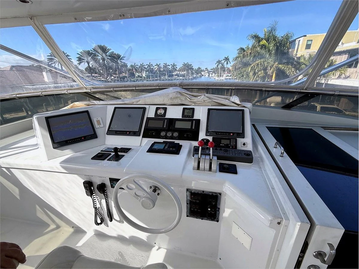 inside of a white car aboard 100' HATTERAS 2001 CUSTOM YACHT Yacht for Sale